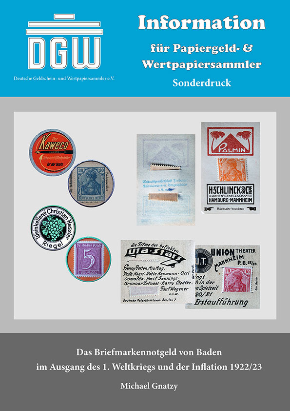DGW-Sonderdruck Das Briefmarkennotgeld von Baden